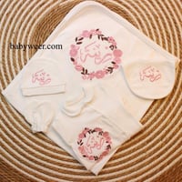 طقم مواليد بنات بتطريز الورد5 قطع