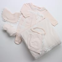 طقم بناتي شيفون مزين بالدانتيل 5 قطع