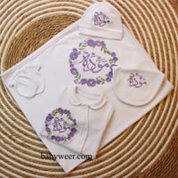 طقم مواليد بنات بتطريز الورد5 قطع