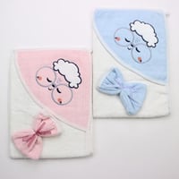 منشفة مواليد بقبعة وليفة ناعمة2 قطعة