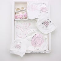 طقم مواليد بتصميم عربة التاج 5 قطع