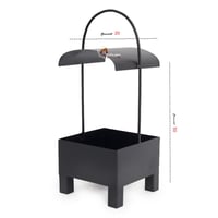 حامل فحم حديد لون أسود مع مسكة يد