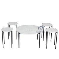 طقم طاولة تقديم مع 4 خدمة سطح بديل رخام قاعدة معدن...