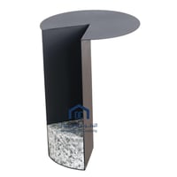 طاولة خدمة دائرية معدن كامل لون اسود مع رخام ملون