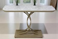 طاولة مدخل كونسول لون شمباني سطح بديل رخام قاعدة م...