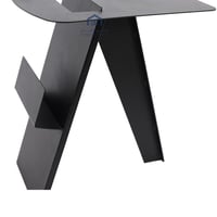 طاولة جانبية معدن كامل مع رف للكتب لون اسود مطفي