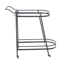 عربة تقديم دورين لون اسود سطح زجاج شفاف