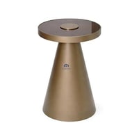 طاولة جانبية لون نحاسي سطح زجاج بني