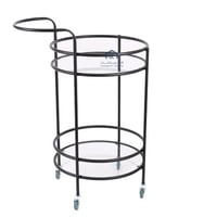 عربة تقديم دائري دورين لون اسود مطفي سطح زجاج شفاف