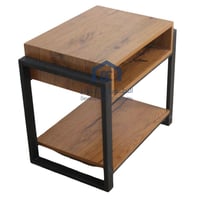 طاولة جانبية دورين مع رف تخزين لون بني قاعدة لون ا...