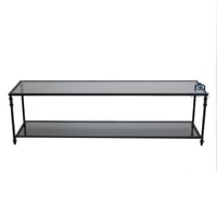 طاولة تلفزيون دورين زجاج اسود قاعدة معدن لون اسود...