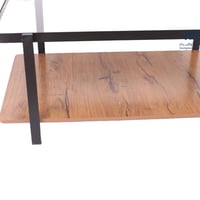 طاولة تقديم قاعدة معدن لون اسود مطفي دورين تحت خشب...