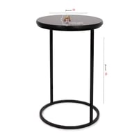 طاولة خدمة لون أسود شكل دائري قاعدة حديد وسطح خشب...