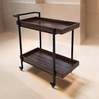 عربية ضيافة دورين لون اسود خشب بني