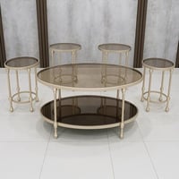 طقم طاولة بيضاوي دورين لون شمباني سطح زجاج مرايه و...