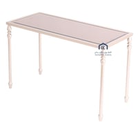 طاولة جانبية فاخرة لون شمباني سطح زجاج بني مراية