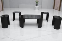 طقم طاولة ضيافة مع 4 خدمة قاعدة معدن لون اسود سطح...