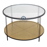 طاولة قهوة دائرية دورين تحت معدن قصل ليزر لون ذهبي...