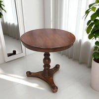 طاولة دائرية خشب كامل لون بني