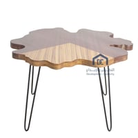 طقم طاولات قهوة 5 قطعه لون بني وبيج خشب طبيعي