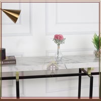 طاولة مدخل كونسول لون أسود سطح خشب شبيه الرخام لون...