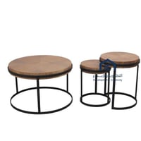 طقم طاولة قهوه قشرة جوز 3 قطعه