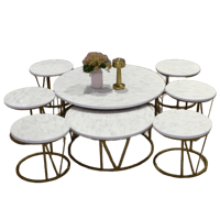 طقم طاولة تقديم مع 6 خدمة ارضي لون ذهبي