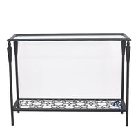 طاولة مدخل معدن دورين سطح زجاج شفاف