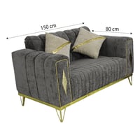 كنب زاوية 150×80×80×85 لون رمادي وبيج