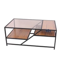 طاولة قهوة دورين لون اسود سطح خشب لون بني وزجاجا ش...