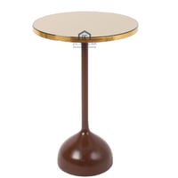 طاولة خدمة قاعدة رخام صناعي لون يني سطح زجاج ذهبي...