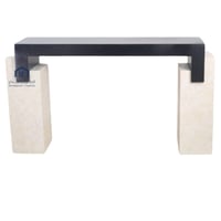 طاولة كونسول لون بيج واسود بديل رخام وخشب