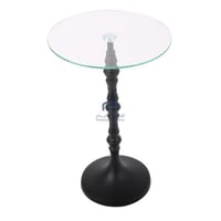 طاولة خدمة دائري رخام صناعي مع ديكور لون اسود مطفي...