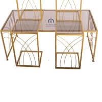 طقم طاولة تقديم مع 4 طاولات خدمة لون >هبي مع ديكور...