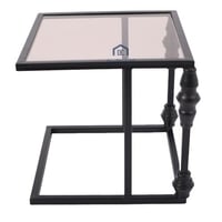 طاولة خدمة ارضي قاعدة معدن سطح زجاج بني شفاف