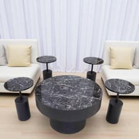 طقم طاولة مع 4 +1 سطح بديل رخام قاعدة معدن