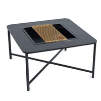 منقل حطب مربع حديد لون أسود مع ذهبي