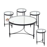 طقم طاولات تقديم 4 طاولات خدمة وطاولة كبيرة قواعد...