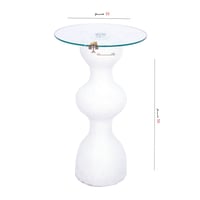 طاولة خدمة رخام صناعي لون ابيض خشن سطح زجاج شفاف