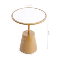 طاولة جانبية قاعدة حديد لون ذهبي والسطح مرايا