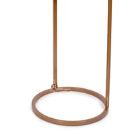 طاولة خدمة شكل دائري لون ذهبي وسطح زجاج لون بني