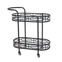 عربية تقديم دورين قص ليزر لون اسود وسطح زجاج شفاف