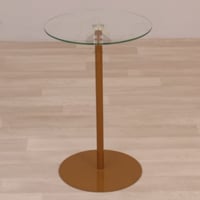 طاولة خدمة قاعدة لون ذهبي وسطح زجاج شفاف