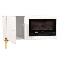 طاولة بلازما مع دفاية ودروج لون ابيض رجل استيل ذهب...