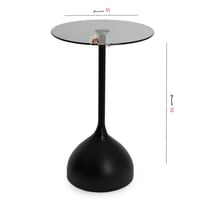 طاولة خدمة قاعدة رخام صناعي وسطح زجاج لون اسود