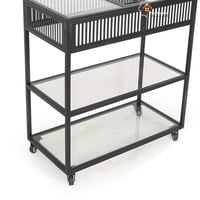 عربة تقديم ثلاثة دور ديكور قص ليزر قواعد حديد لون...