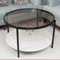 طاولة خدمة سطح زجاج شفاف لون أسود