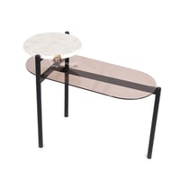 طاولة خدمة دورين قواعد حديد لون أسود شكل بيضاوي زج...