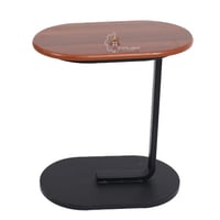 طاولة خدمة شكل بيضاوي قاعدة حديد لون أسود وخشب لون...