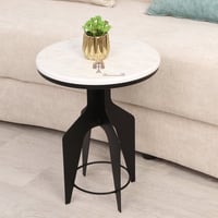 طاولة خدمة قاعدة حديد لون أسود والسطح خشب شبيه الر...